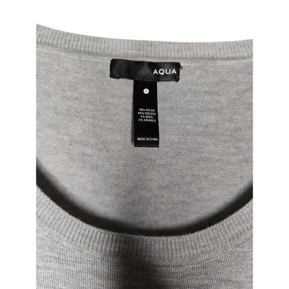 Aqua Womens Light Gray Long Sleeve Ribbed Knit Sweater Wool Blend Size M - Picture 2 of 3